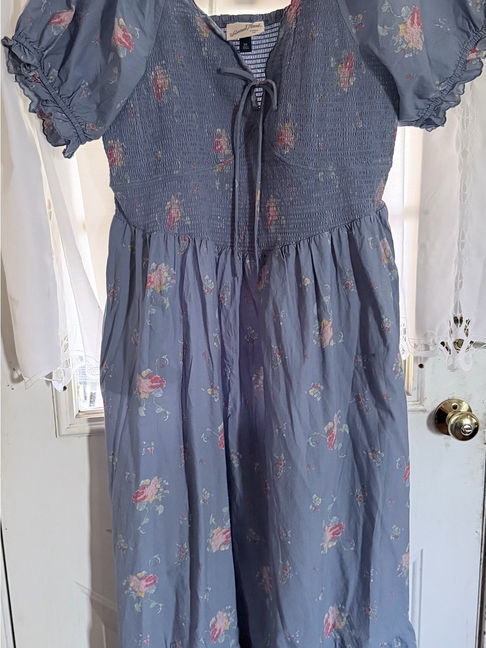 Blue Floral Smocked Dress